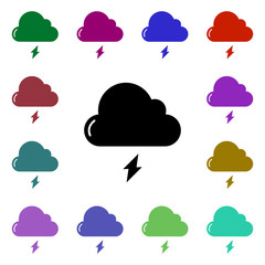 Cloud, storm, lightening multi color style icon. Simple glyph, flat vector of ecology icons for ui and ux, website or mobile application
