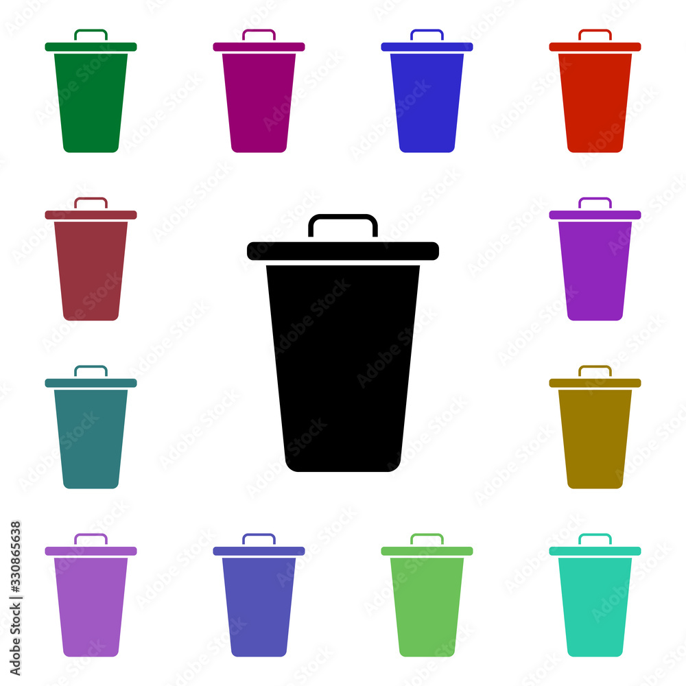 Poster can, recycle, trash multi color style icon. simple glyph, flat vector of ecology icons for ui and ux