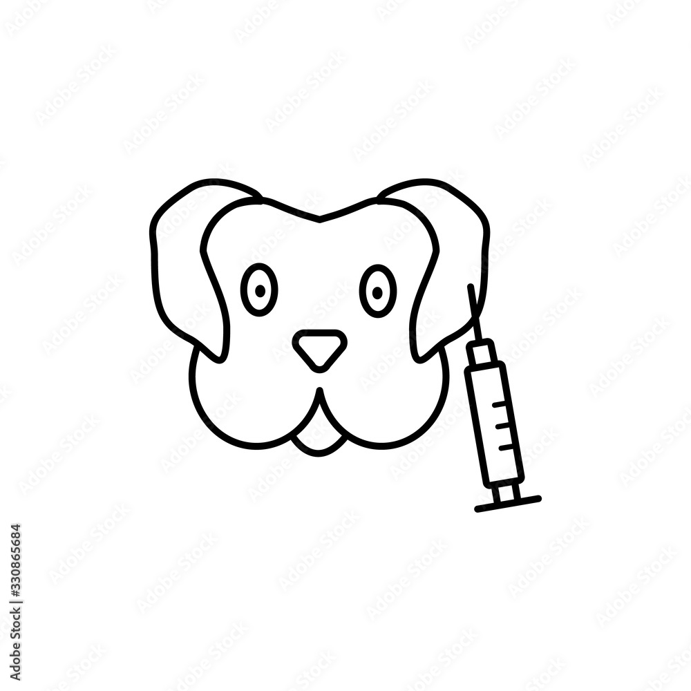 Poster dog, injection icon. simple line, outline vector elements of veterinary icons for ui and ux, website