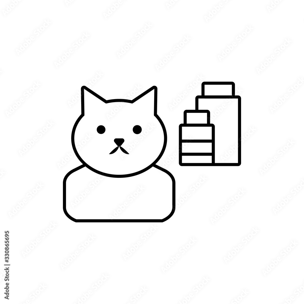 Poster cat, pills icon. simple line, outline vector elements of veterinary icons for ui and ux, website or 