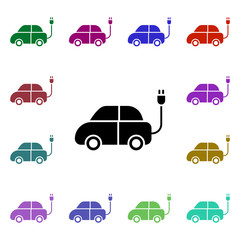 Car, electric, green multi color style icon. Simple glyph, flat vector of ecology icons for ui and ux, website or mobile application