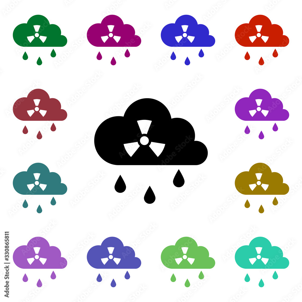 Poster acid rain, cloud multi color style icon. simple glyph, flat vector of ecology icons for ui and ux, w