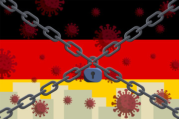 Germany flag with outbreak deadly coronavirus covid-19. Coronavirus quarantine concept. Coronavirus outbreak in Germany.