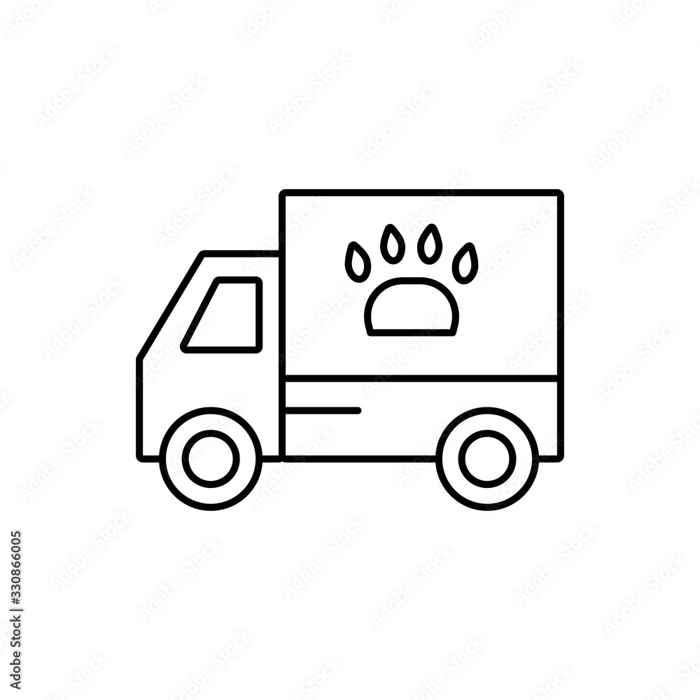 Poster car, paw icon. simple line, outline vector elements of veterinary icons for ui and ux, website or mo