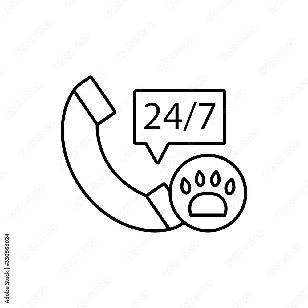 Poster phone, call, paw icon. simple line, outline vector elements of veterinary icons for ui and ux, websi