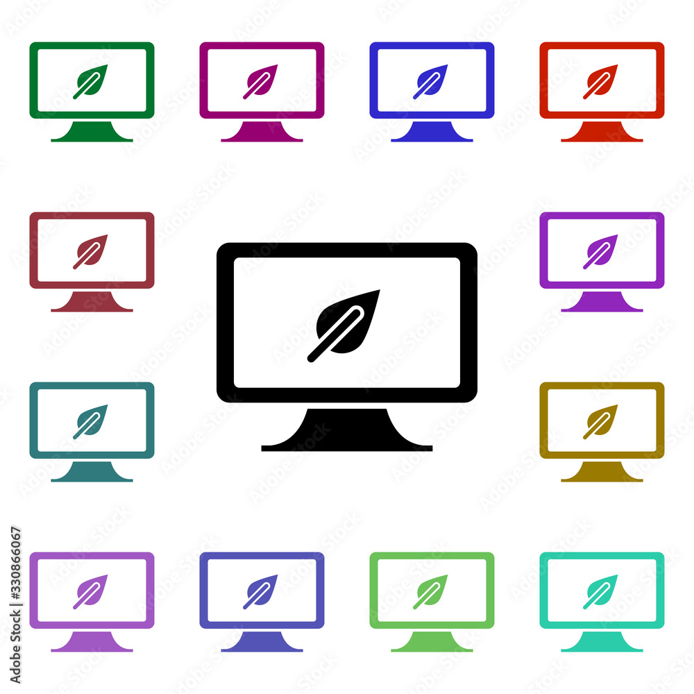 Aufkleber ecology, computer, leaf multi color style icon. simple glyph, flat vector of ecology icons for ui an