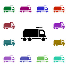Garbage truck, car multi color style icon. Simple glyph, flat vector of ecology icons for ui and ux, website or mobile application