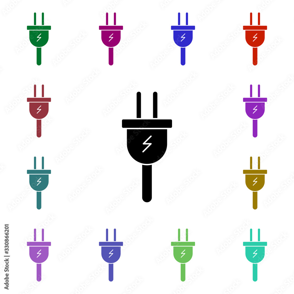 Poster plug, power multi color style icon. simple glyph, flat vector of ecology icons for ui and ux, websit