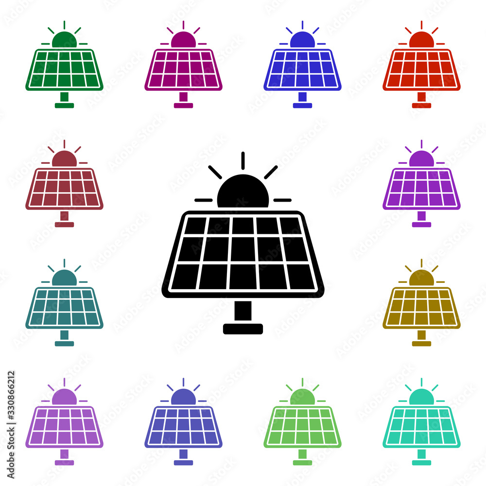 Aufkleber solar energy multi color style icon. simple glyph, flat vector of ecology icons for ui and ux, websi