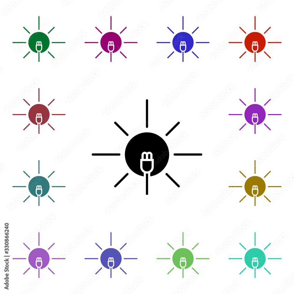 Poster sun energy multi color style icon. simple glyph, flat vector of ecology icons for ui and ux, website