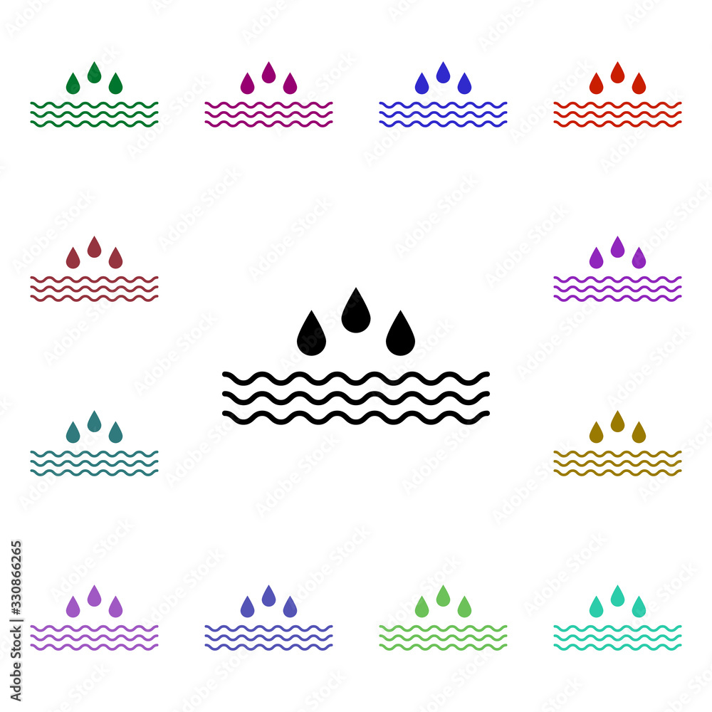Poster water, drops multi color style icon. simple glyph, flat vector of ecology icons for ui and ux, websi