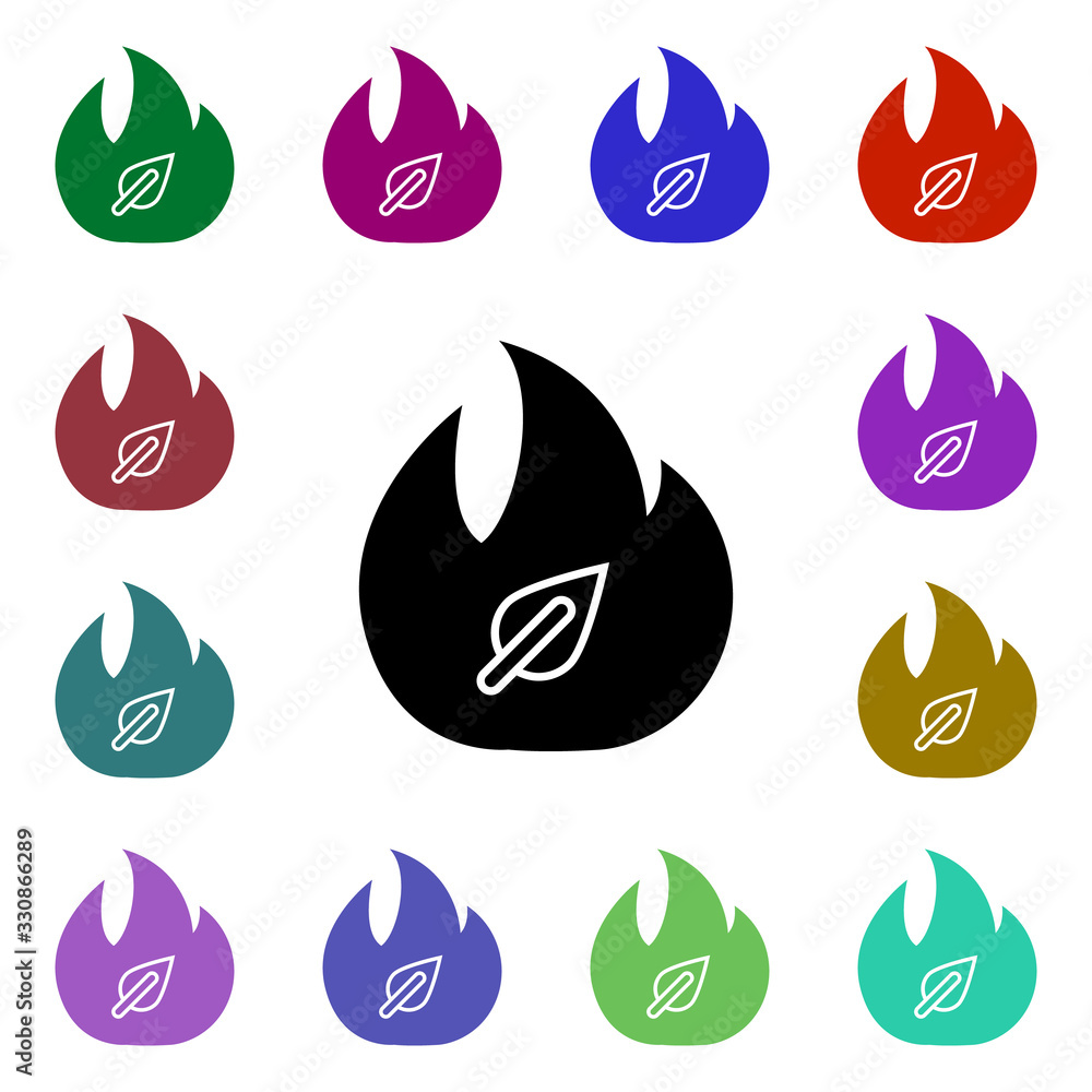 Poster forest fire, leaf multi color style icon. simple glyph, flat vector of ecology icons for ui and ux, 