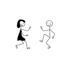 stick people a pair of lovers dancing