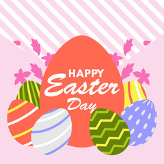 Happy easter day greeting card design template for celebrate Jesus rose from the dead in Christmas. Also include easter eggs illustration vector. Suitable for social media template, blog post, etc.