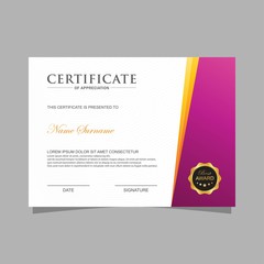 Modern trendy certificate template and background