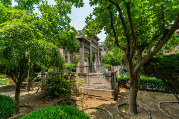 Corridor doors between garden courtyards. Great Mosque of Xi'an at Xi'an old city, Shaanxi Province, China
