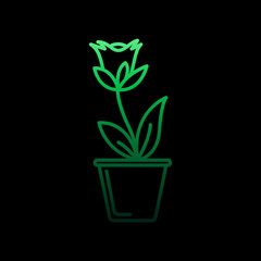 Peony in pot nolan icon. Simple thin line, outline vector of flower icons for ui and ux, website or mobile application