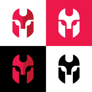Warrior logo template, gladiator mask icon design, spartan symbol - Vector