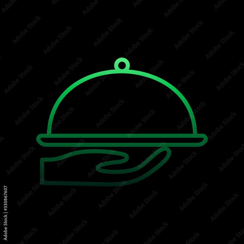 Poster hand with a tray nolan icon. simple thin line, outline vector of hotel icons for ui and ux, website 