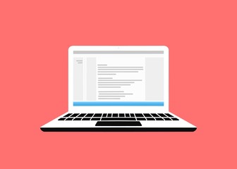 laptop with blank screen isolated on red background network media 