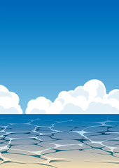 Blue sky and waterside of approaching clouds, background material