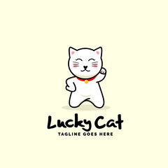 Japanese Lucky Cat cartoon vector logo illustration