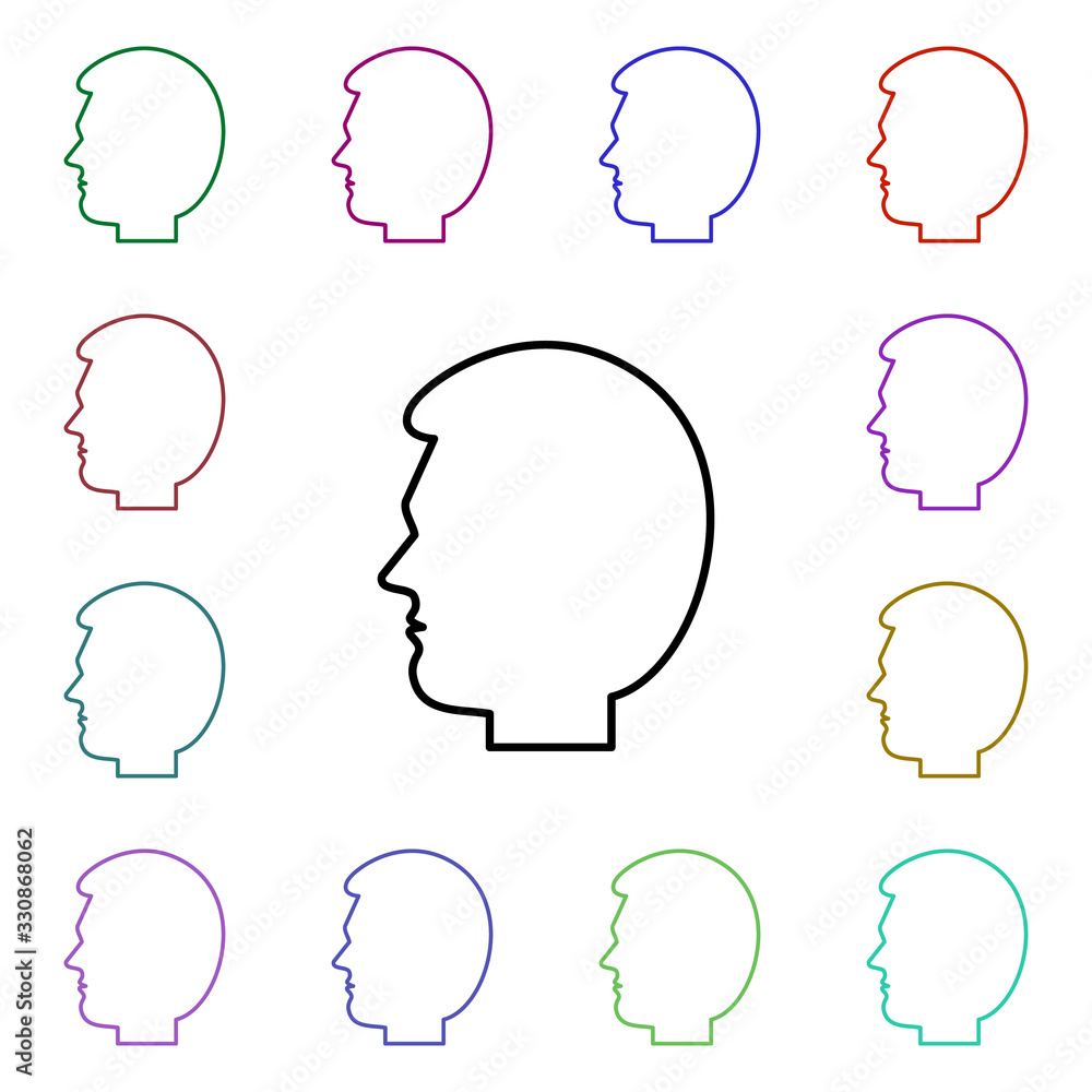 Poster head, organ multi color style icon. simple thin line, outline vector of human organ icons for ui and