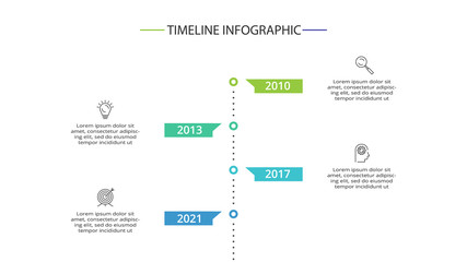 Timeline with 4 elements, infographic template for web, business, presentations, vector illustration.