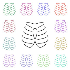 Thorax, organ multi color style icon. Simple thin line, outline vector of human organ icons for ui and ux, website or mobile application