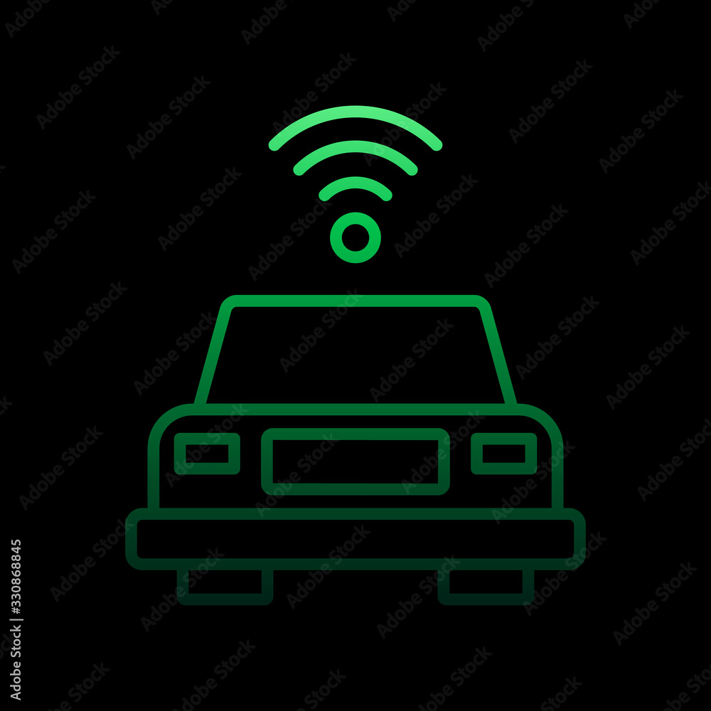 Poster car with communication signal nolan icon. simple thin line, outline vector of intelligence icons for