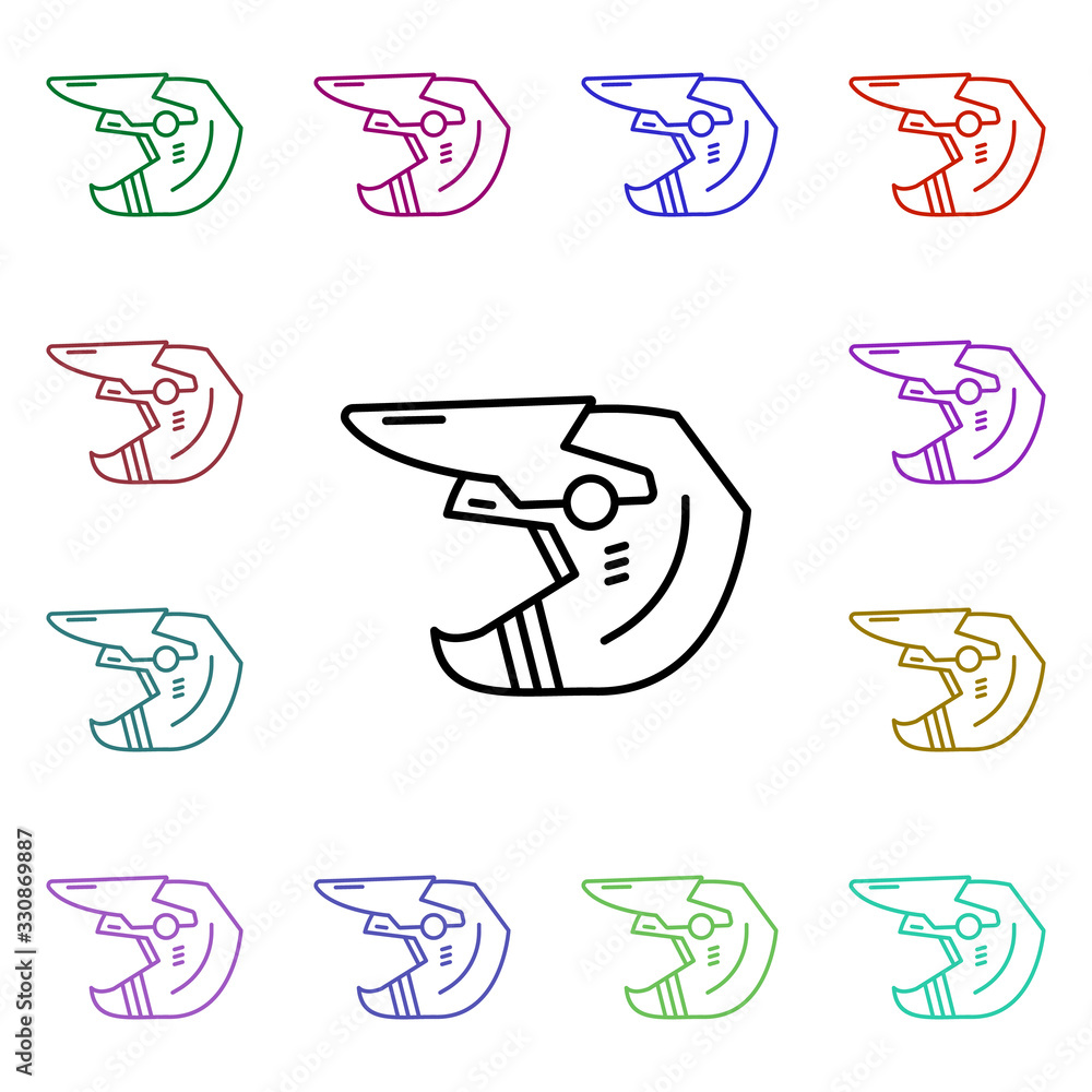 Poster motocross multi color style icon. simple thin line, outline vector of motor sports icons for ui and 