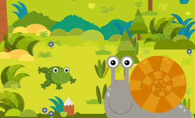 Naklejka premium cartoon scene with different european animals in the forest illustration