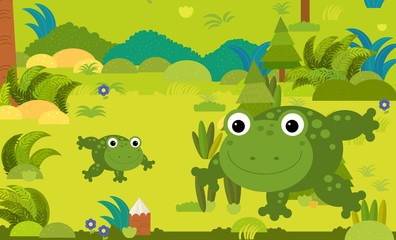 Naklejka premium cartoon scene with different european animals in the forest illustration