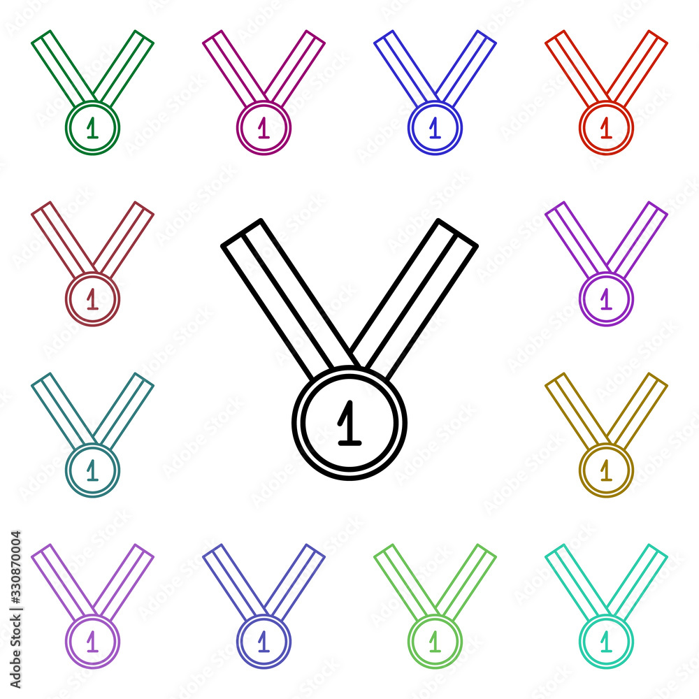 Aufkleber medal multi color style icon. simple thin line, outline vector of motor sports icons for ui and ux, 