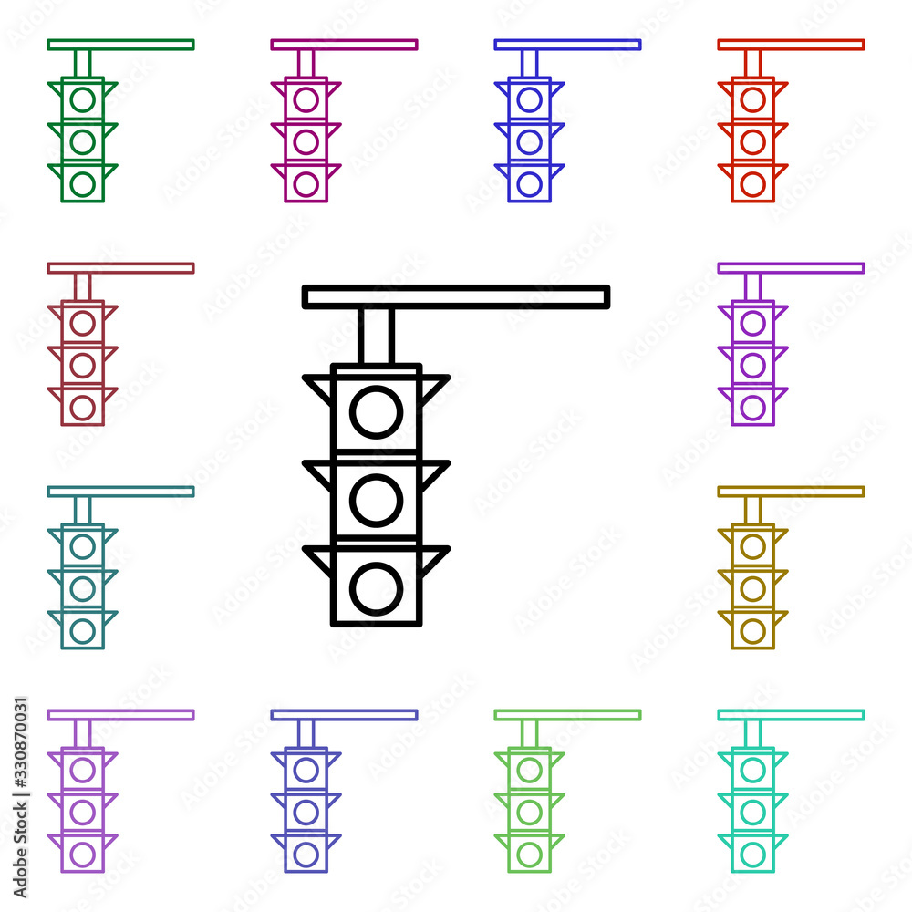 Poster traffic light multi color style icon. simple thin line, outline vector of motor sports icons for ui 