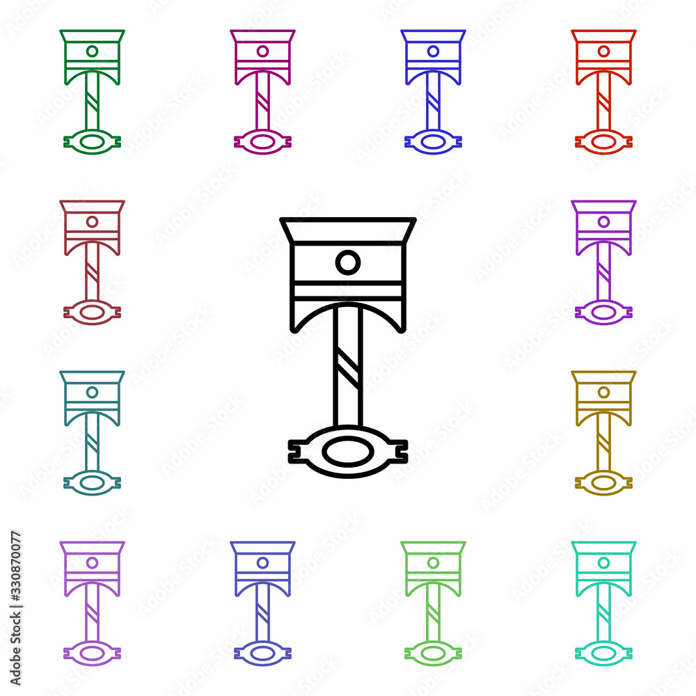 Poster piston multi color style icon. simple thin line, outline vector of motor sports icons for ui and ux,