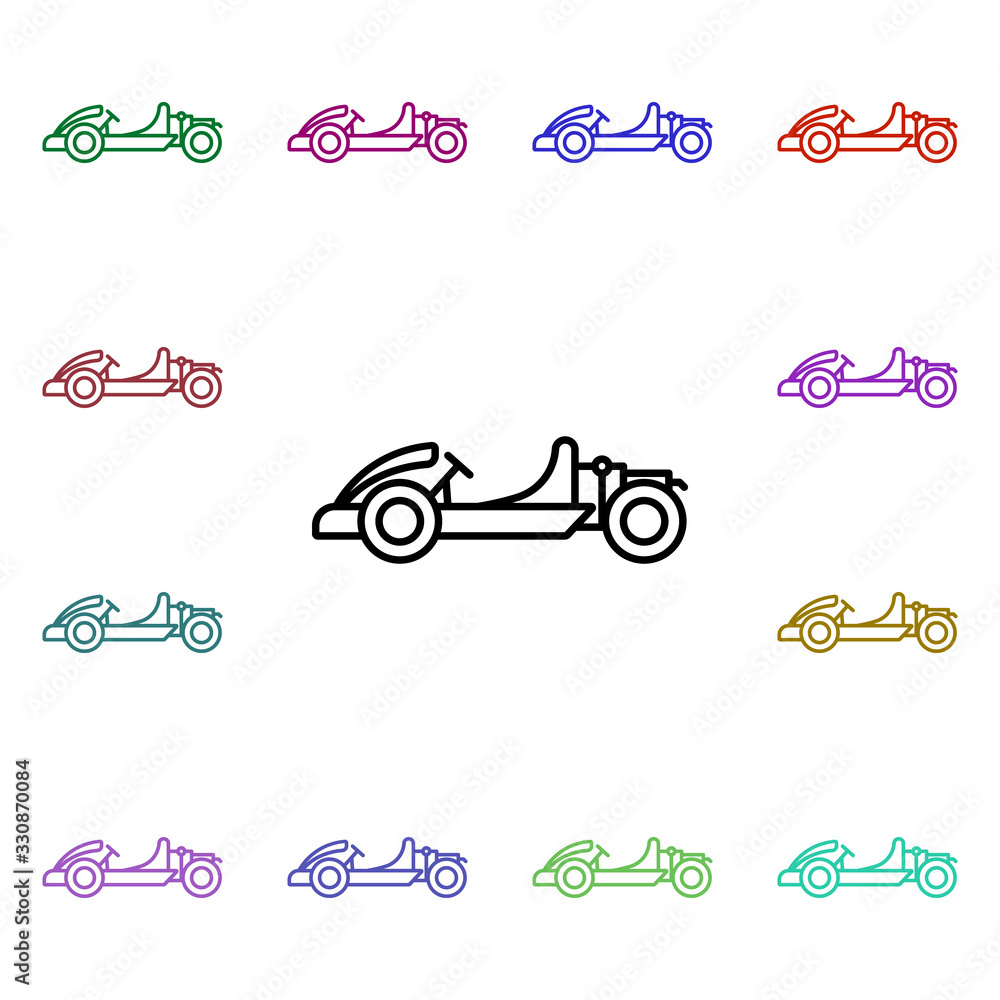 Poster go kart multi color style icon. simple thin line, outline vector of motor sports icons for ui and ux