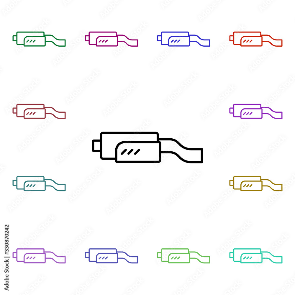 Poster muffler multi color style icon. simple thin line, outline vector of motor sports icons for ui and ux