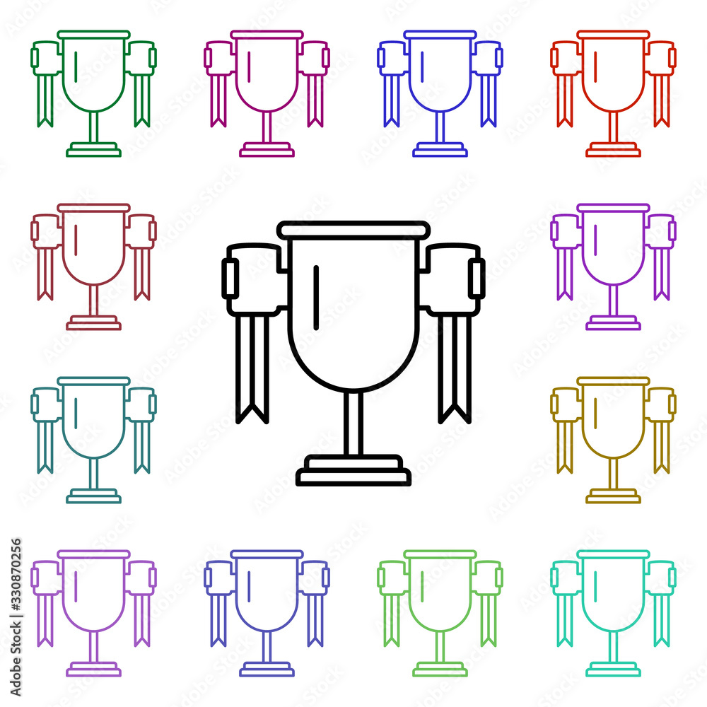 Aufkleber trophy multi color style icon. simple thin line, outline vector of motor sports icons for ui and ux,