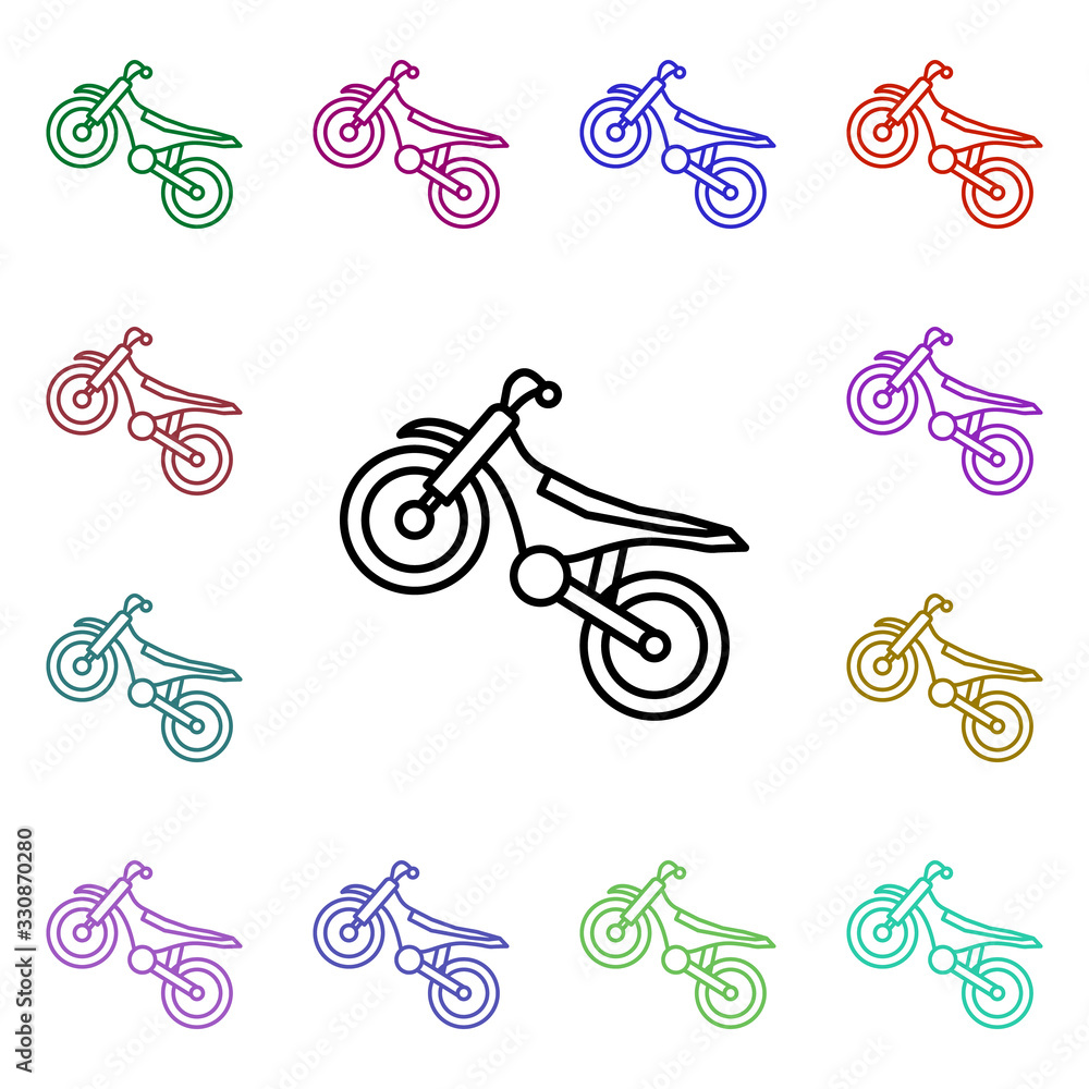 Poster motocross multi color style icon. simple thin line, outline vector of motor sports icons for ui and 