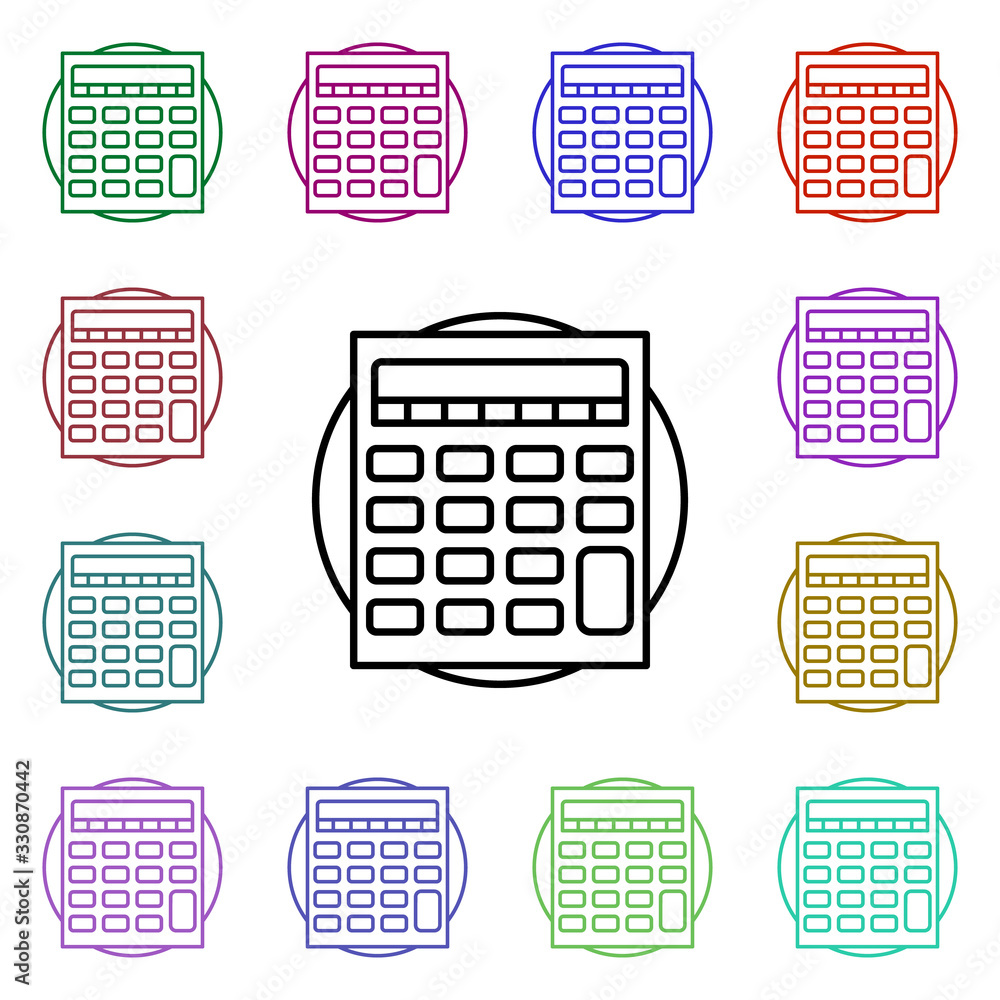 Poster calculator multi color style icon. simple thin line, outline vector of online shopping icons for ui 