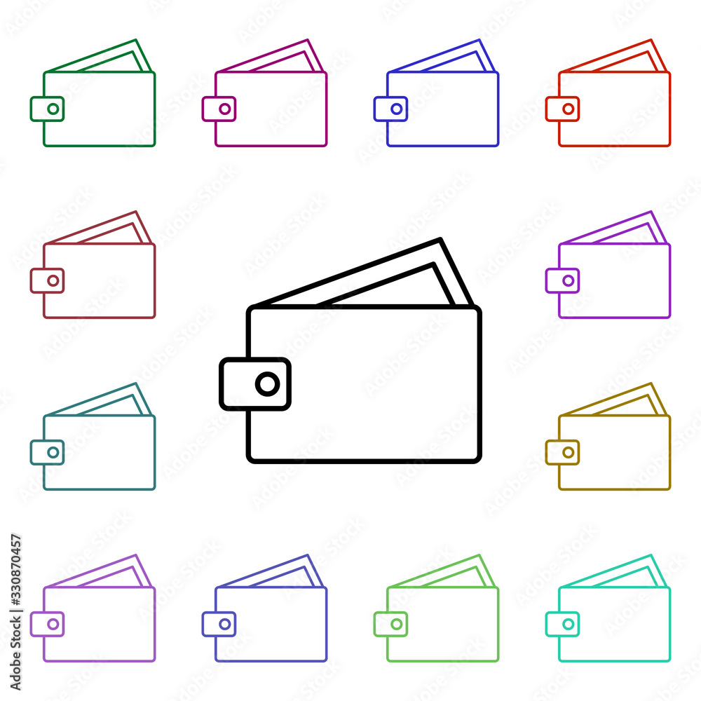 Poster purse multi color style icon. simple thin line, outline vector of online shopping icons for ui and u