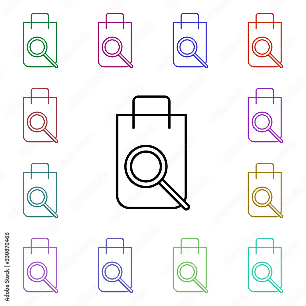 Aufkleber search sack bag multi color style icon. simple thin line, outline vector of online shopping icons fo