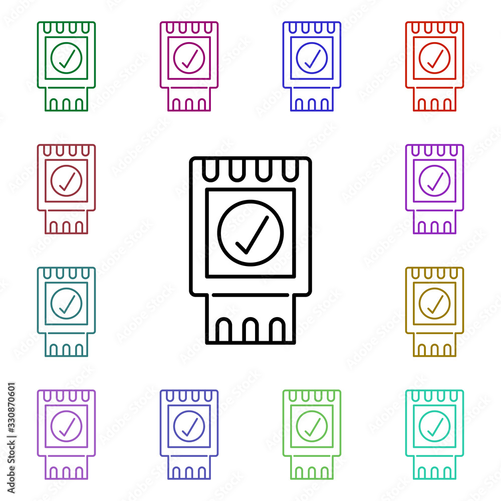Poster receive payment multi color style icon. simple thin line, outline vector of online shopping icons fo