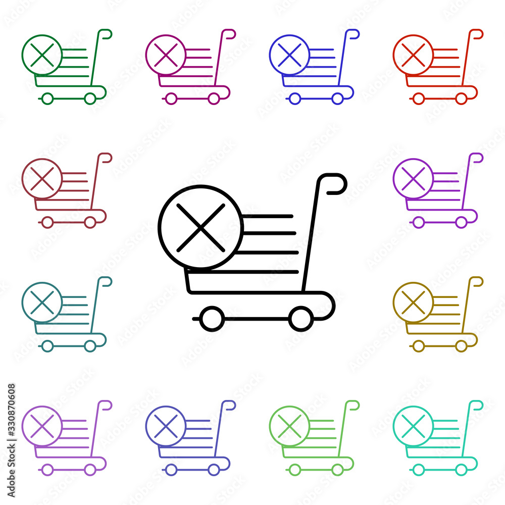 Poster you can not shop multi color style icon. simple thin line, outline vector of online shopping icons f