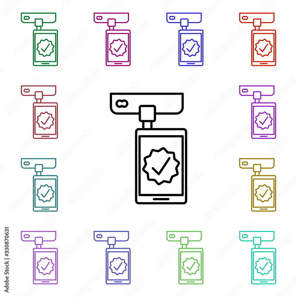 Poster mobile payment multi color style icon. simple thin line, outline vector of online shopping icons for