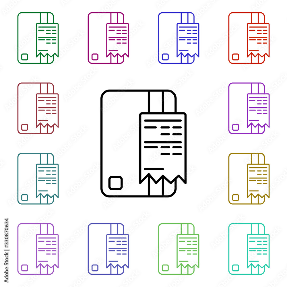 Poster check of bank card multi color style icon. simple thin line, outline vector of online shopping icons