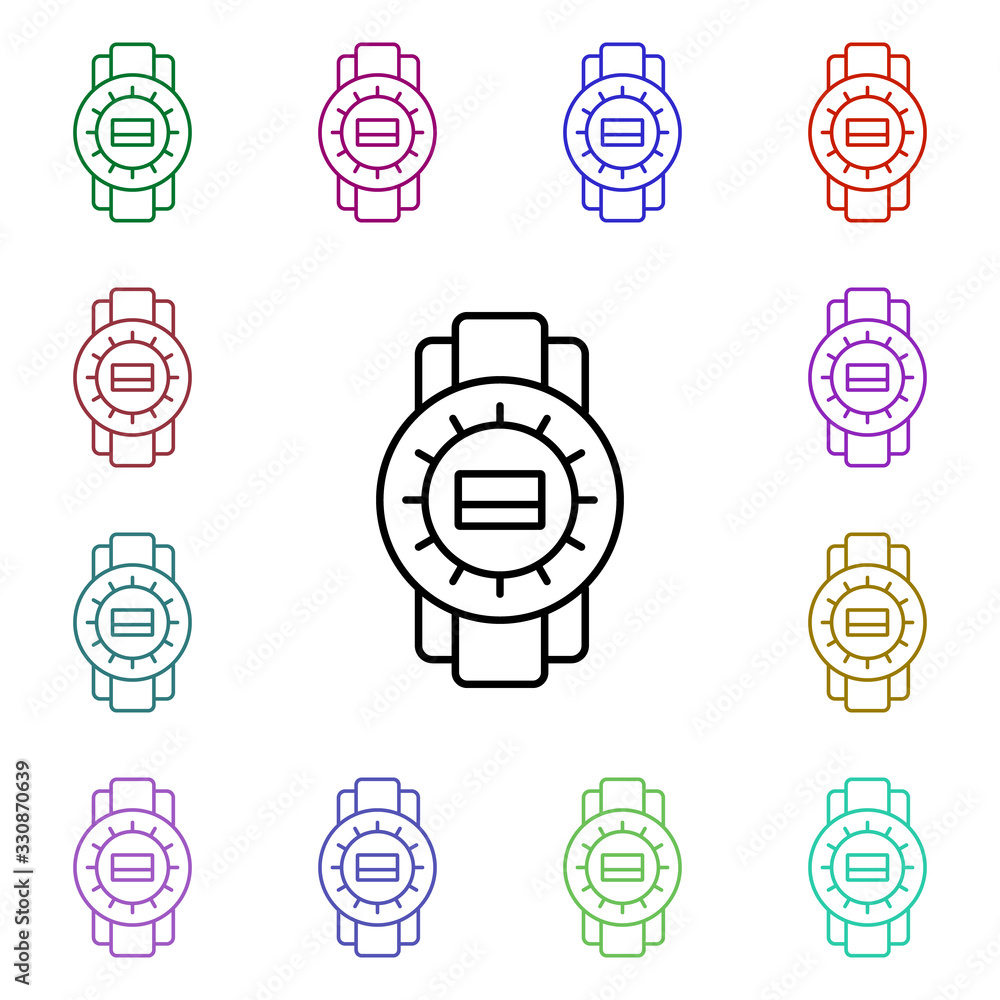 Poster smart payment clock multi color style icon. simple thin line, outline vector of online shopping icon