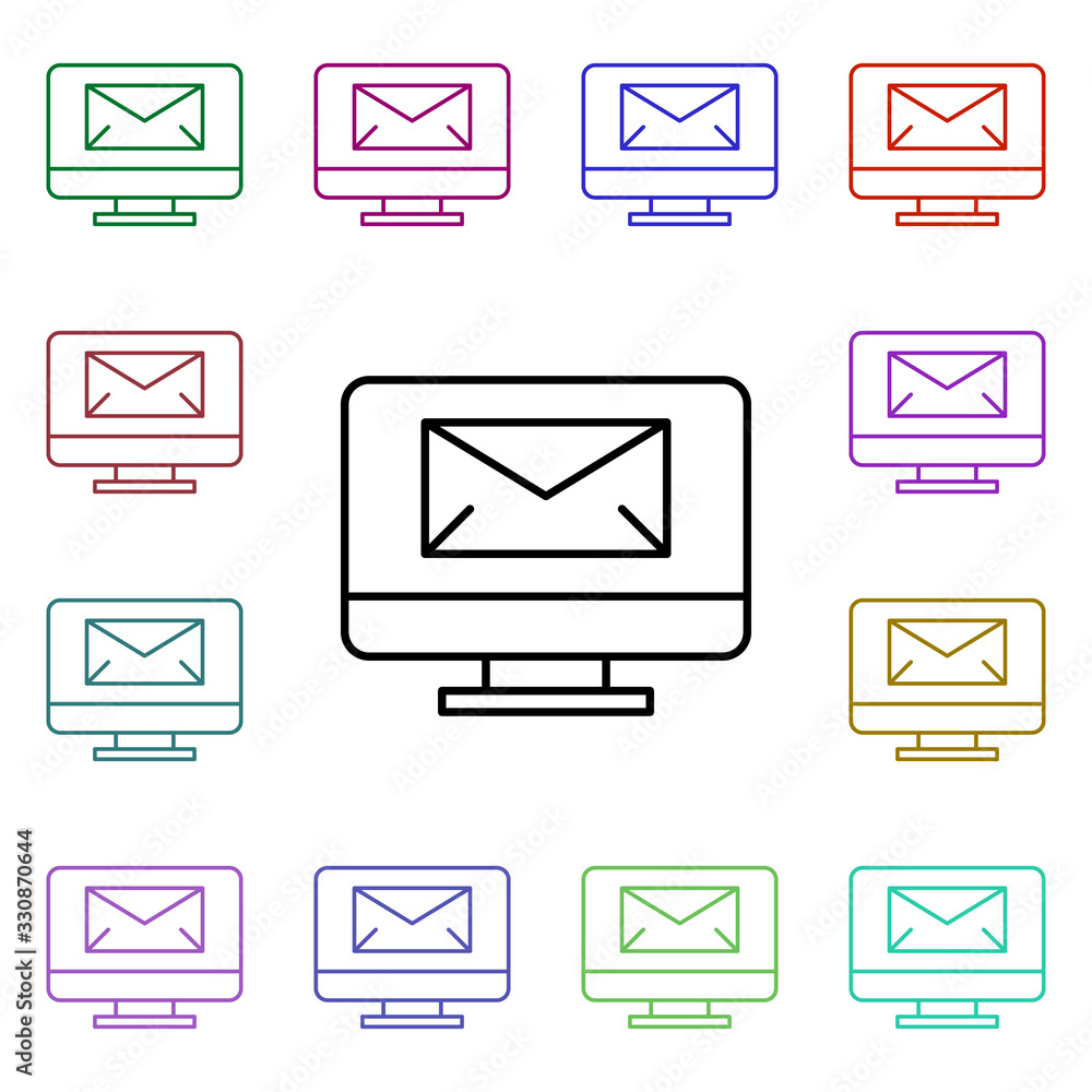 Poster main pc multi color style icon. simple thin line, outline vector of online shopping icons for ui and