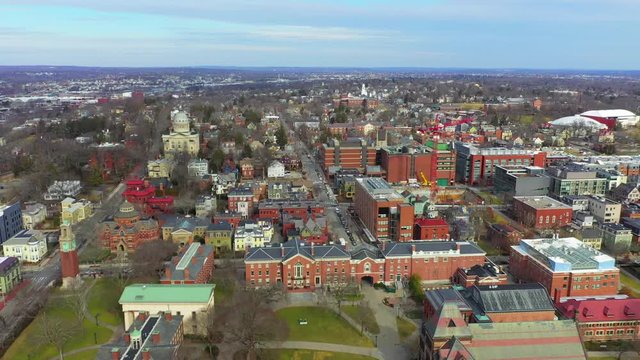 Aerial Pullback Shot of Brown University Campus